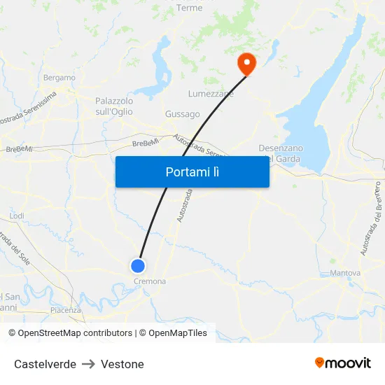 Castelverde to Vestone map
