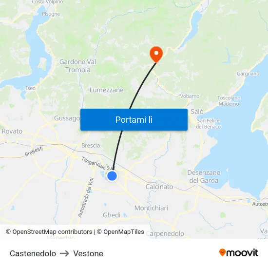 Castenedolo to Vestone map