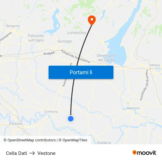 Cella Dati to Vestone map
