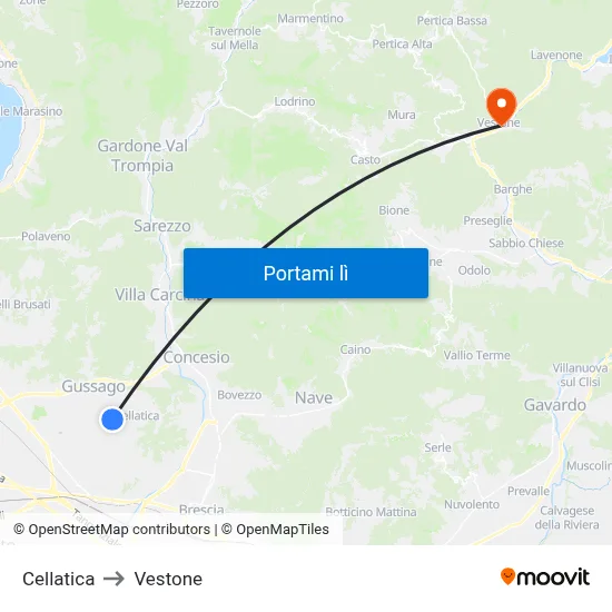 Cellatica to Vestone map