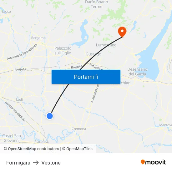 Formigara to Vestone map