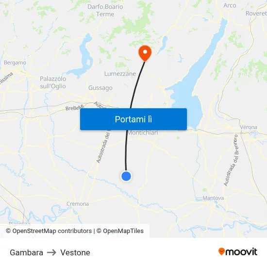 Gambara to Vestone map