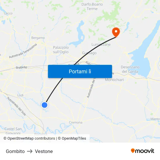 Gombito to Vestone map