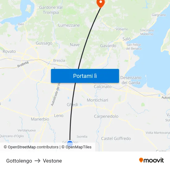 Gottolengo to Vestone map