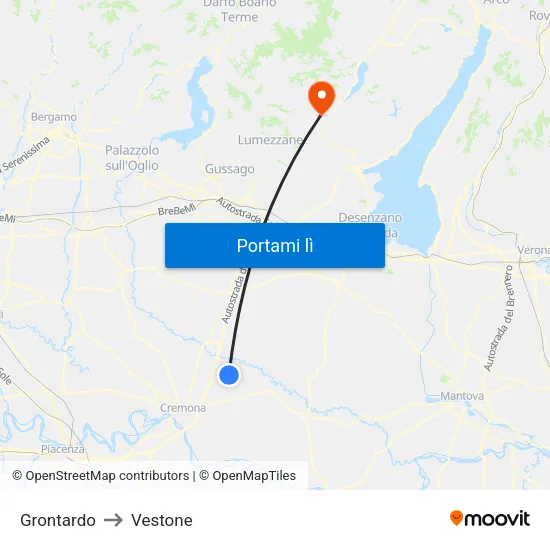 Grontardo to Vestone map