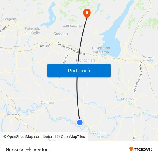 Gussola to Vestone map