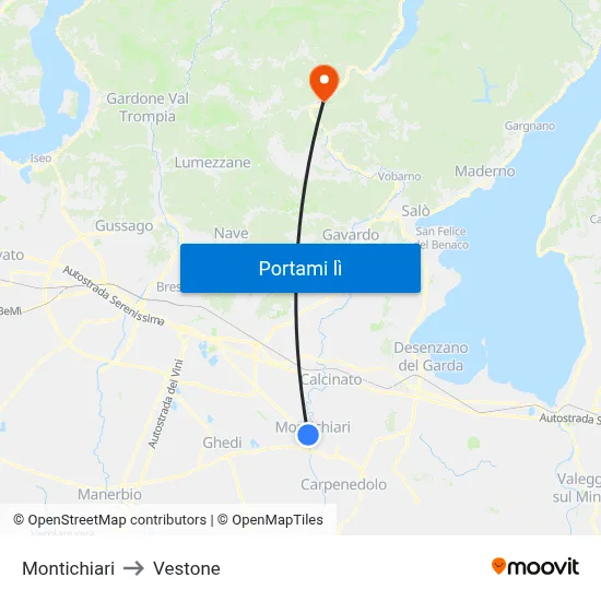Montichiari to Vestone map