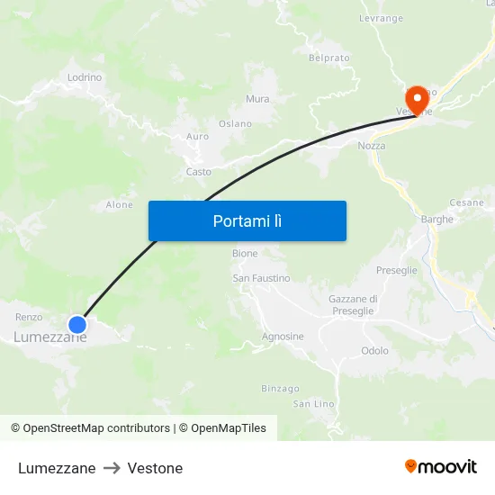 Lumezzane to Vestone map