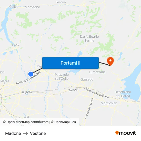 Madone to Vestone map