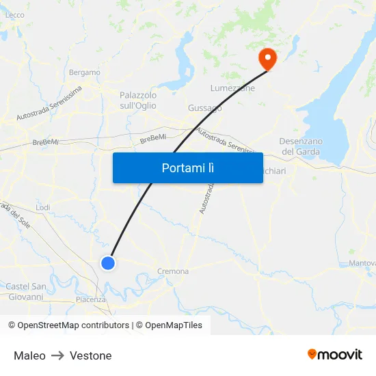 Maleo to Vestone map