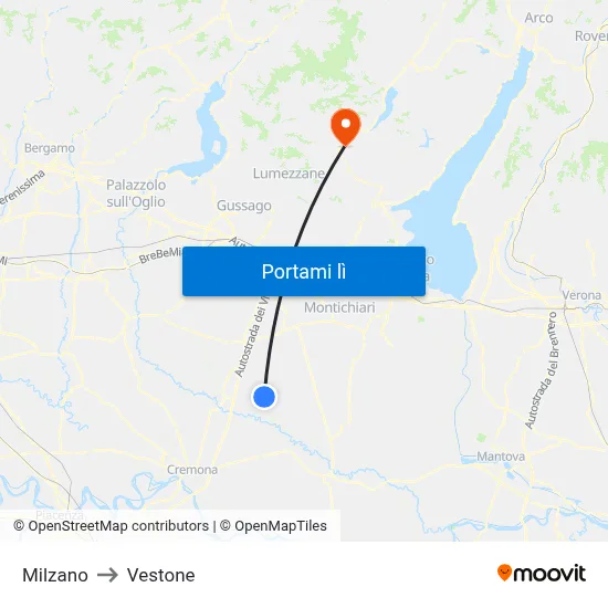 Milzano to Vestone map