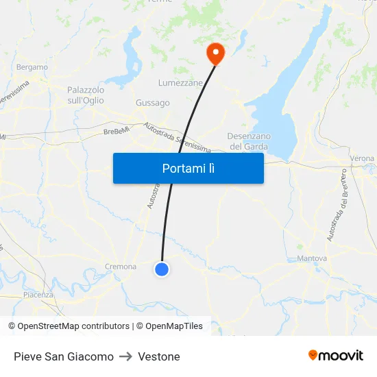 Pieve San Giacomo to Vestone map