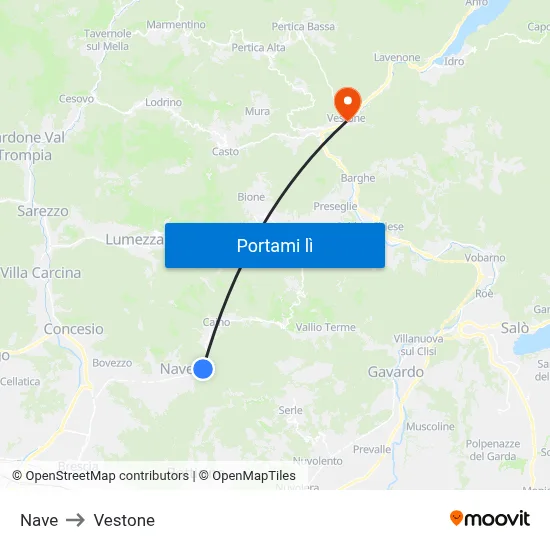 Nave to Vestone map