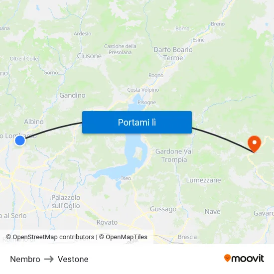 Nembro to Vestone map