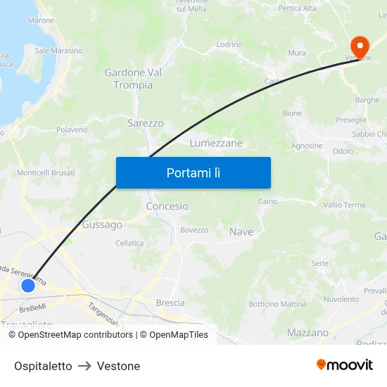 Ospitaletto to Vestone map