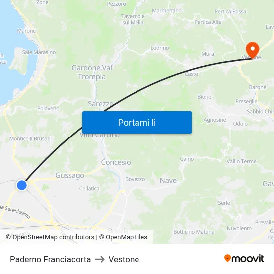 Paderno Franciacorta to Vestone map