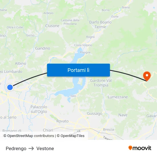 Pedrengo to Vestone map