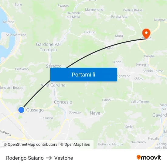 Rodengo-Saiano to Vestone map