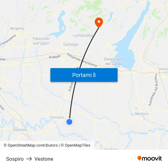 Sospiro to Vestone map