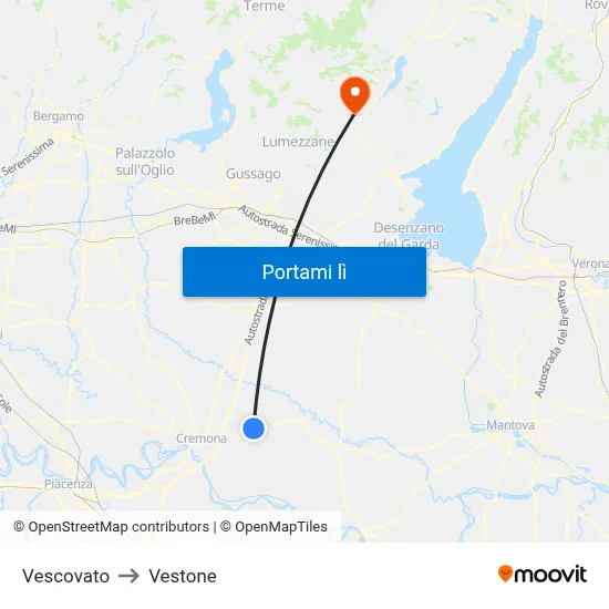 Vescovato to Vestone map