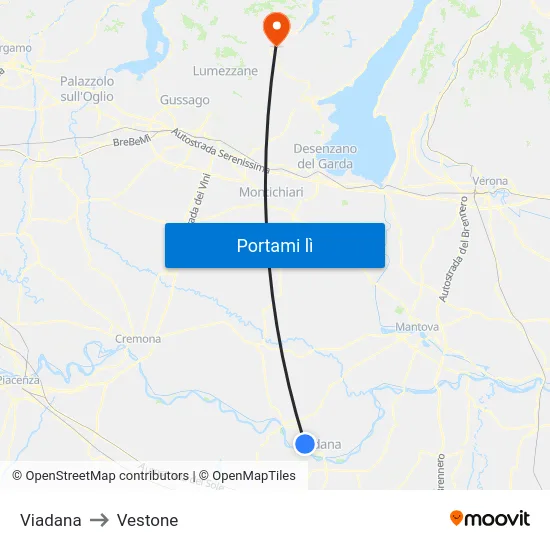 Viadana to Vestone map