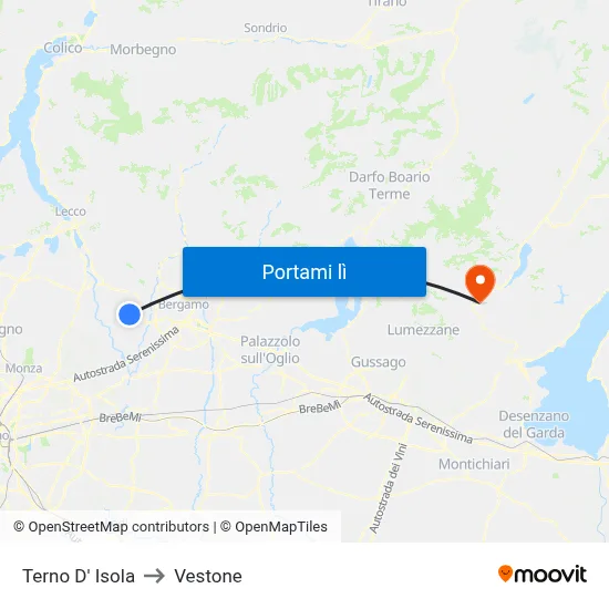 Terno D' Isola to Vestone map