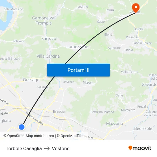Torbole Casaglia to Vestone map