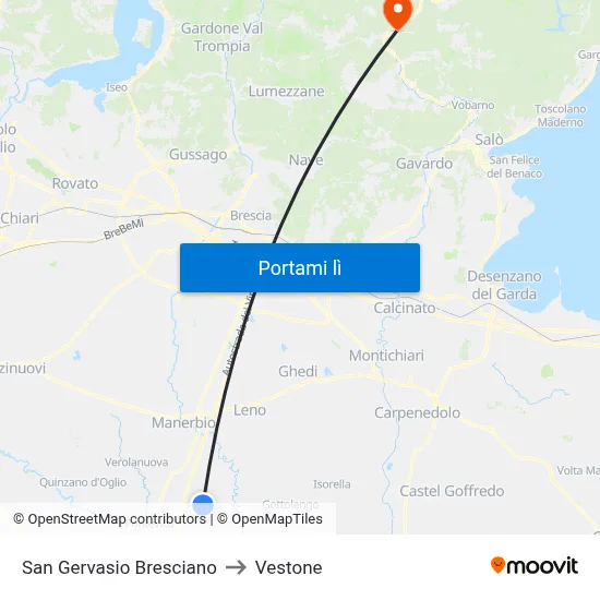 San Gervasio Bresciano to Vestone map