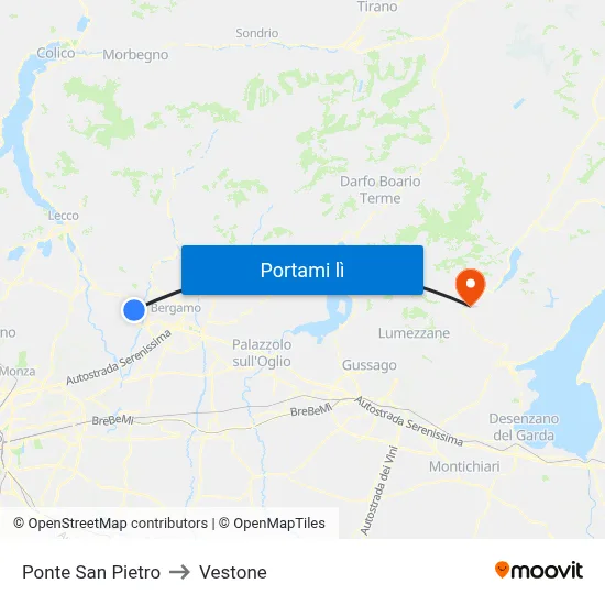 Ponte San Pietro to Vestone map