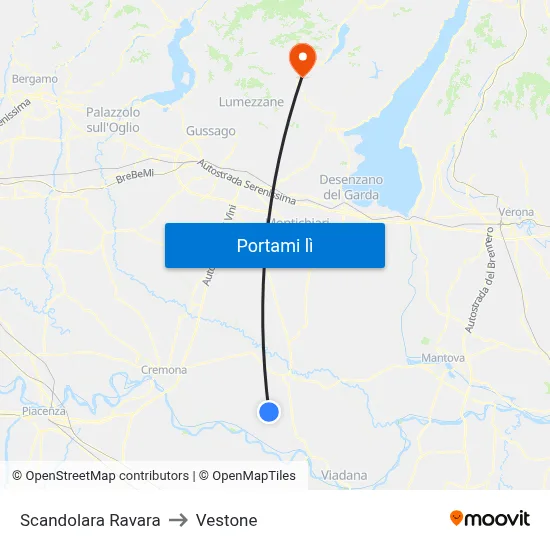 Scandolara Ravara to Vestone map