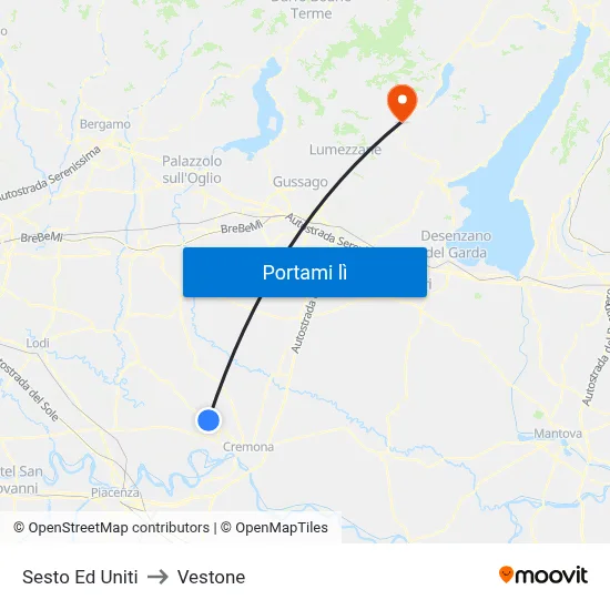 Sesto Ed Uniti to Vestone map