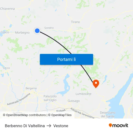 Berbenno Di Valtellina to Vestone map