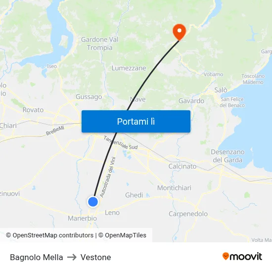 Bagnolo Mella to Vestone map