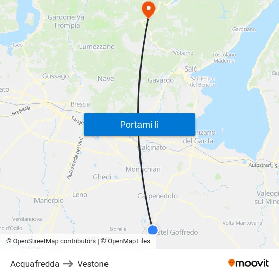 Acquafredda to Vestone map