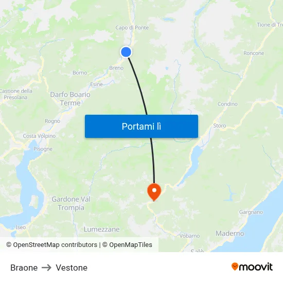 Braone to Vestone map