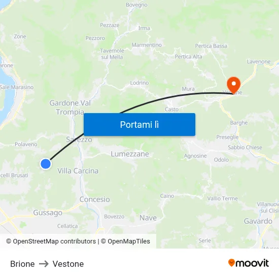 Brione to Vestone map
