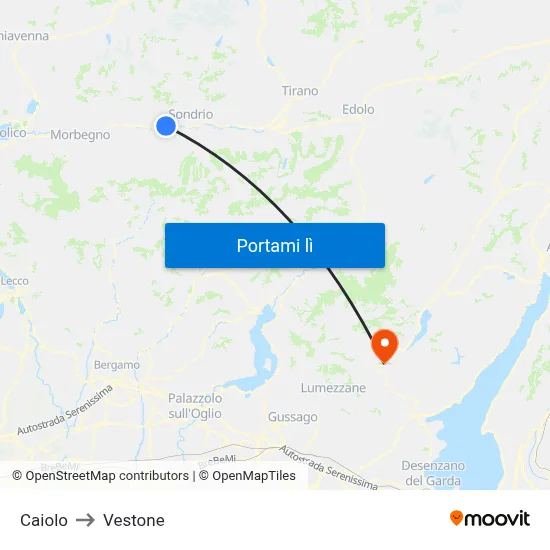 Caiolo to Vestone map