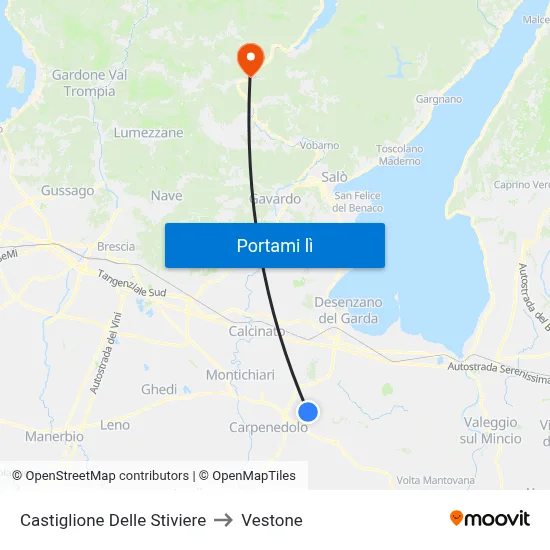Castiglione Delle Stiviere to Vestone map