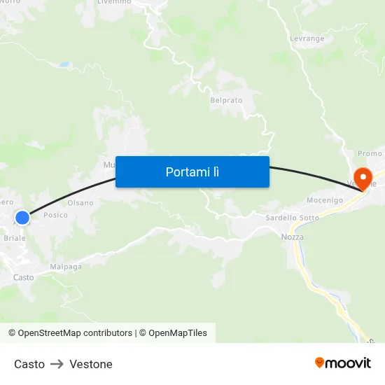 Casto to Vestone map
