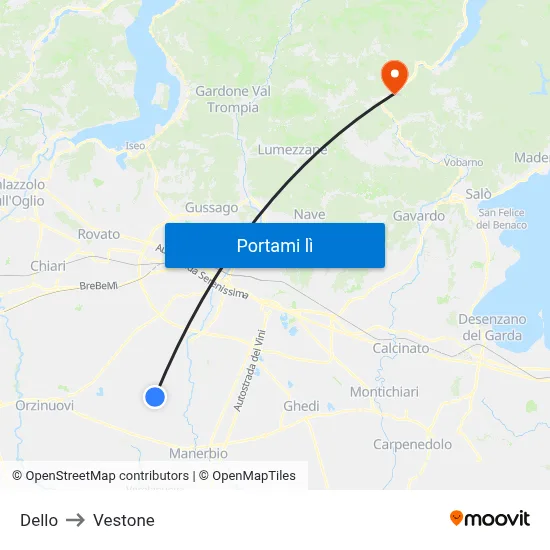 Dello to Vestone map