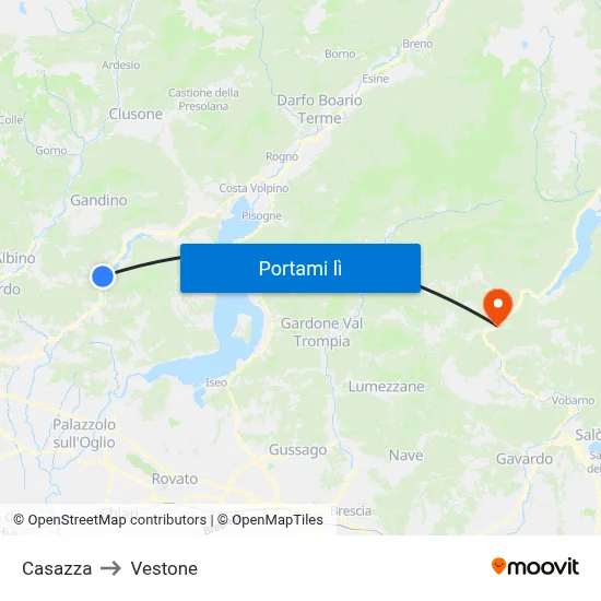 Casazza to Vestone map