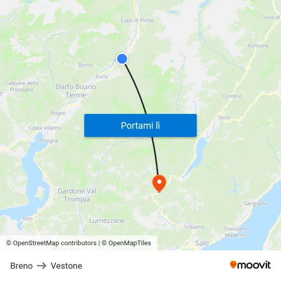 Breno to Vestone map