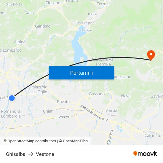 Ghisalba to Vestone map