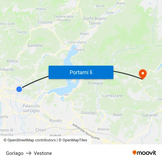Gorlago to Vestone map