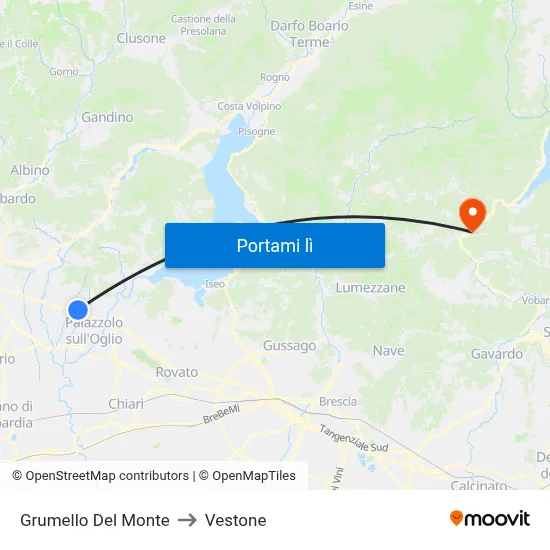 Grumello Del Monte to Vestone map
