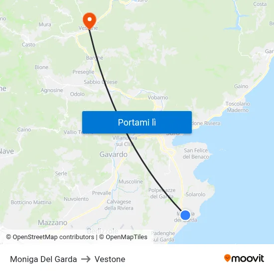 Moniga Del Garda to Vestone map