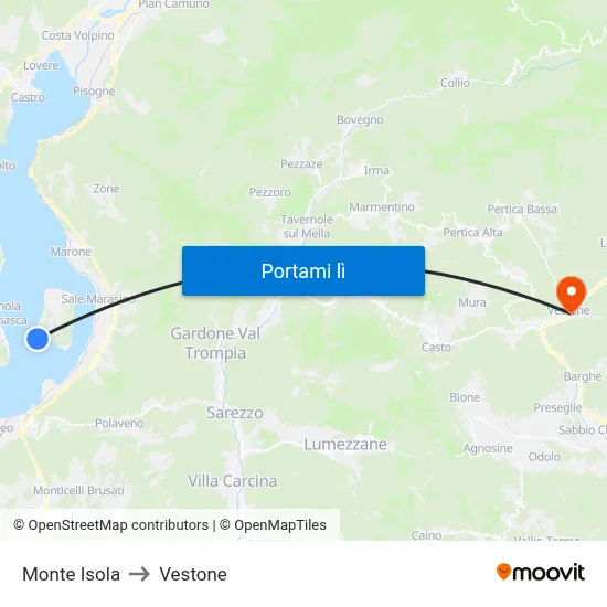 Monte Isola to Vestone map