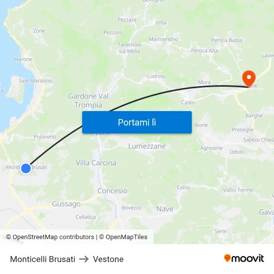 Monticelli Brusati to Vestone map