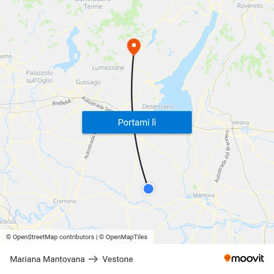 Mariana Mantovana to Vestone map