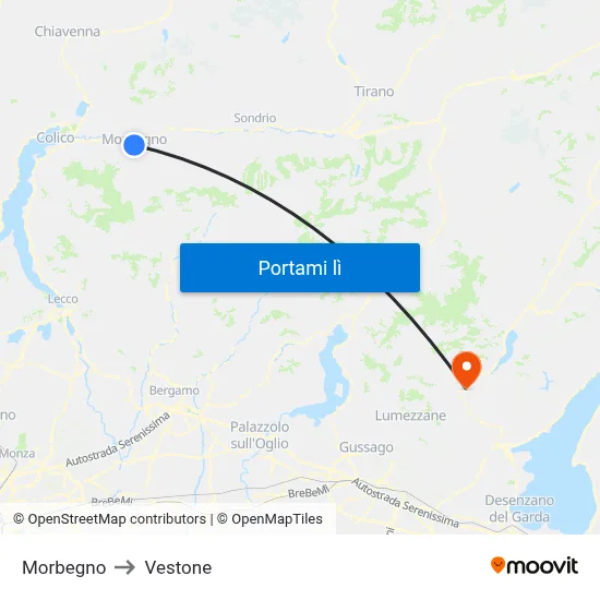 Morbegno to Vestone map